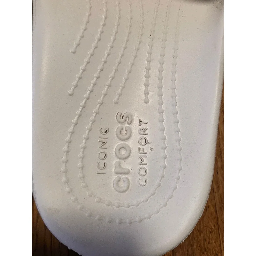 Crocs Classic Slides White Sandals Mens 7 Womens 9 Slip On Shoes 206121
